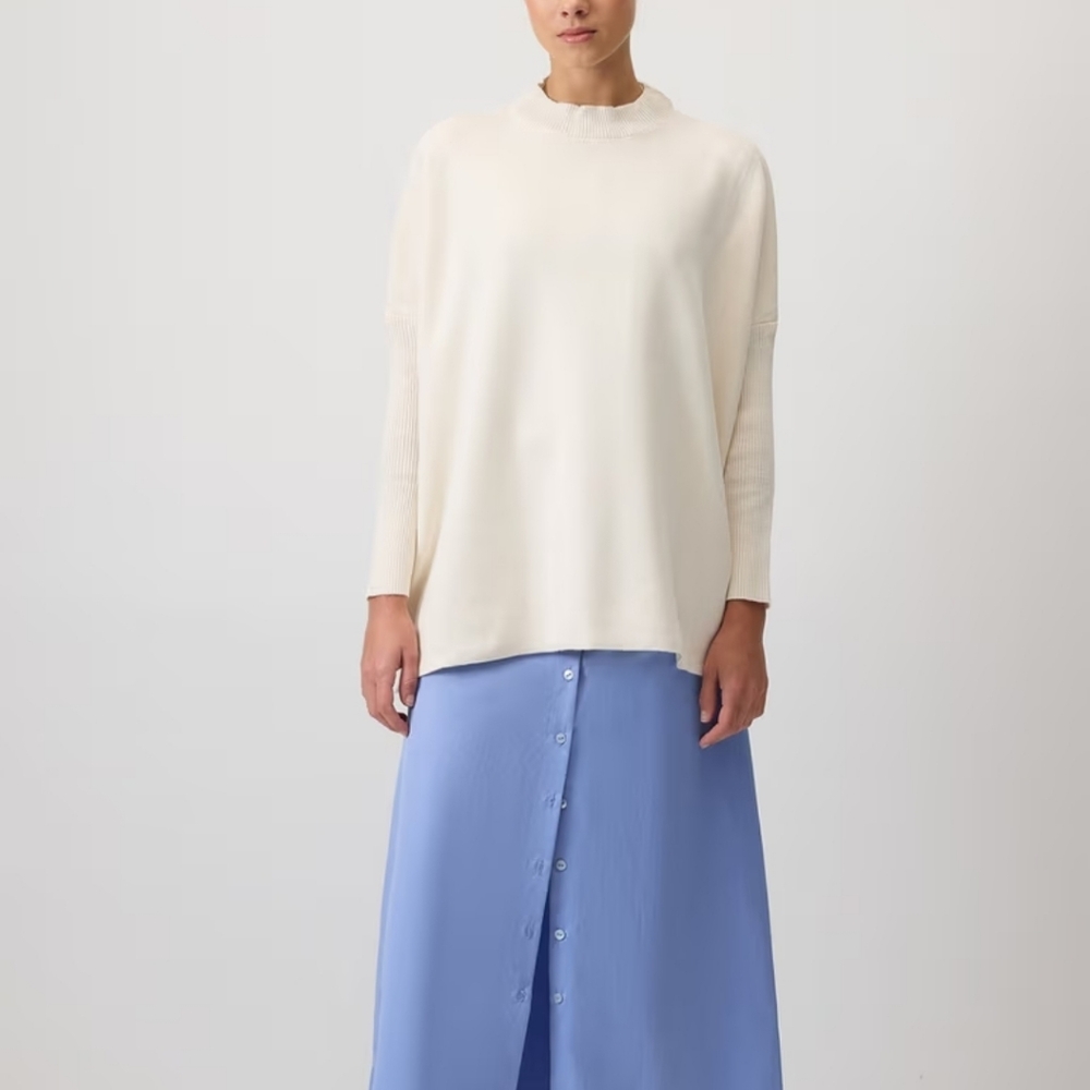 TOUCHE PRIVE Cream Oversized Drop Shoulder Knit Tunic Sweater Standard/One Size - Picture 4 of 12